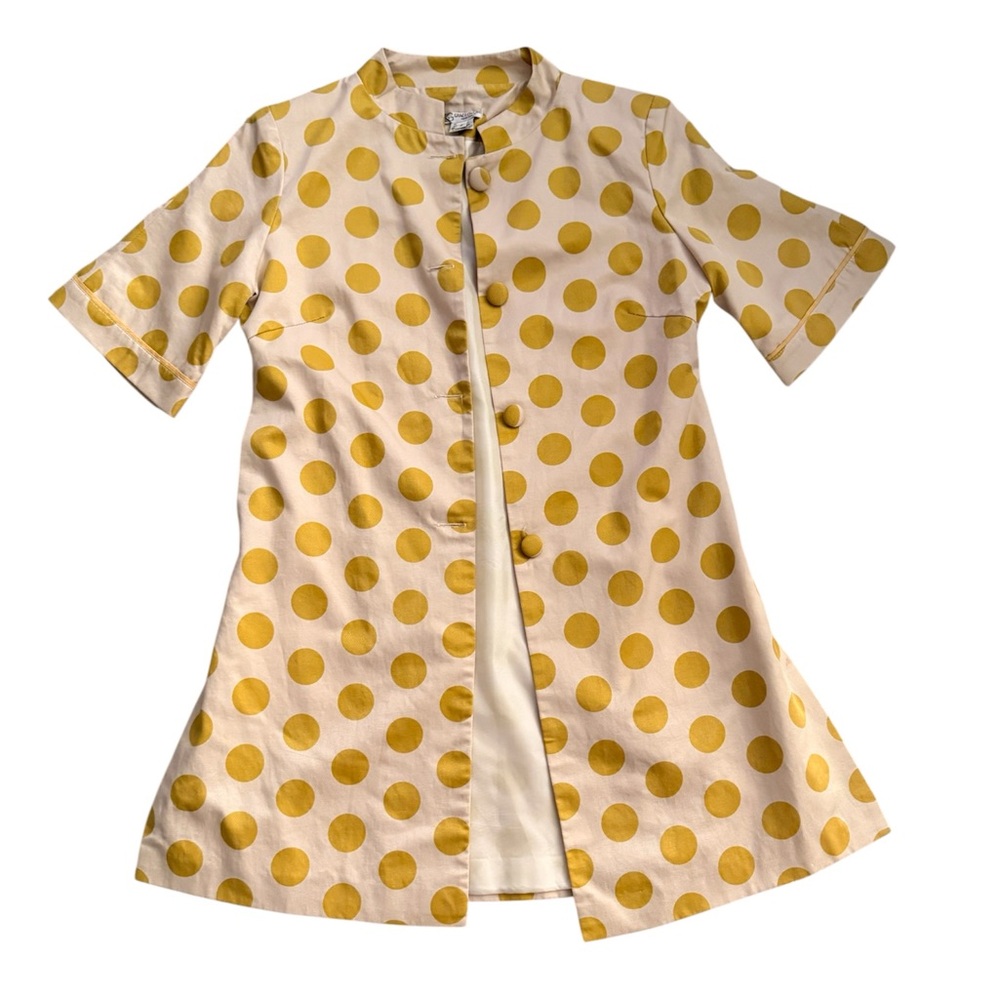 Grace Chuang New York Women’s Cream with Yellow Polka Dot Button-up Jacket Small